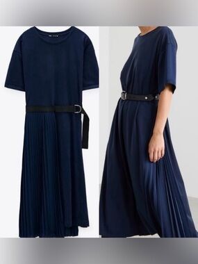 ZARA *NWT* Navy Blue midi Dress